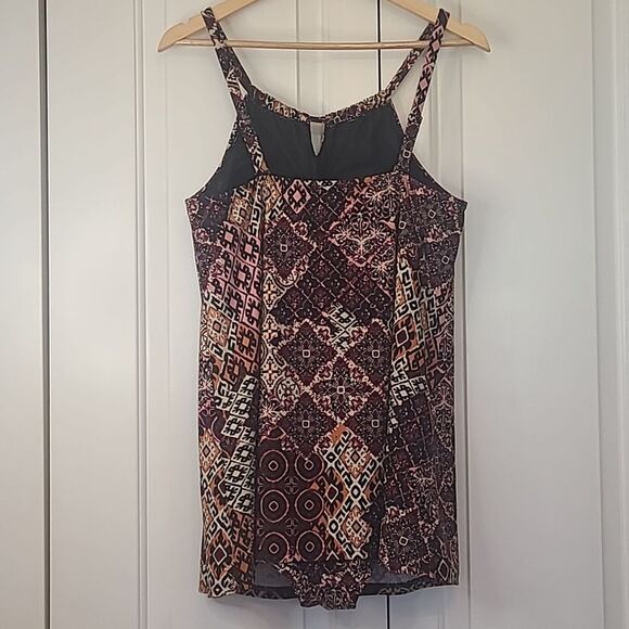 Coldwater Creek One Piece Swim Dress Multicolored Patchwork Print Size 12 - Picture 7 of 14